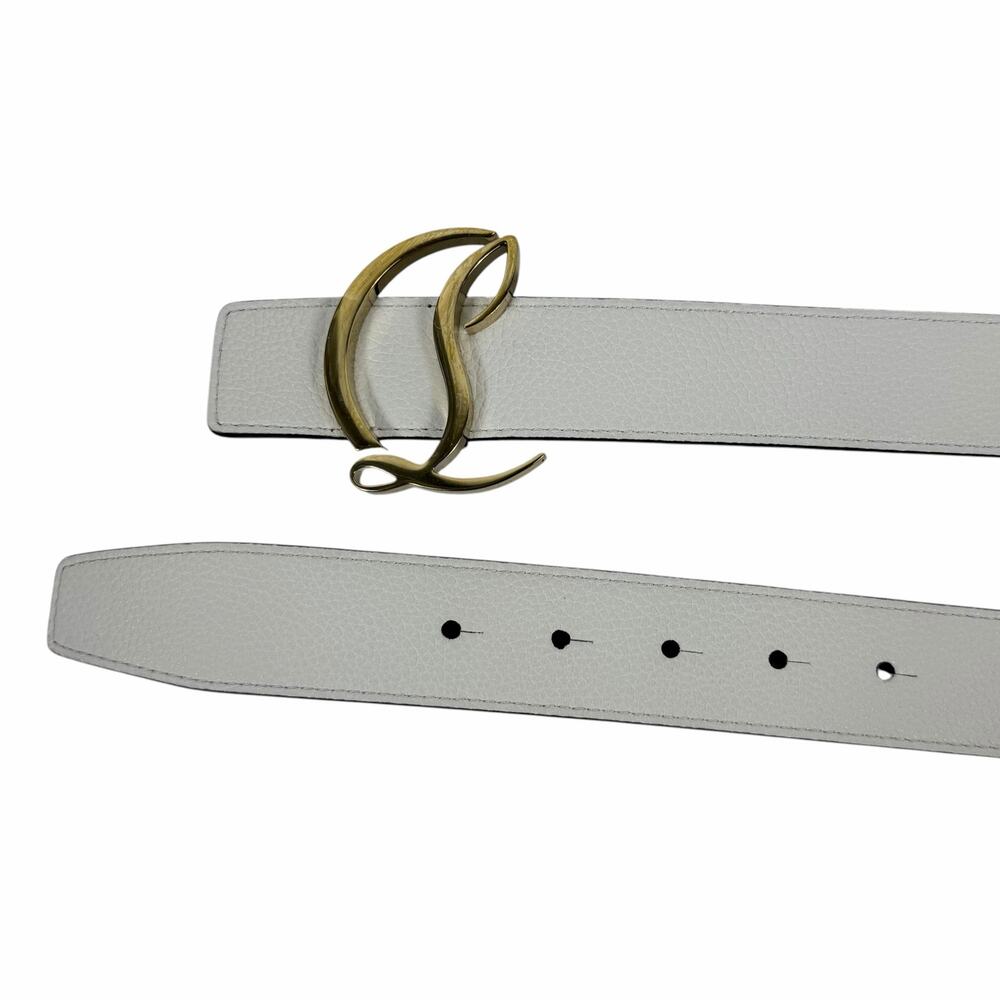 Christian Louboutin CL Logo Calf Leather Belt Leche White Size 90/36 - Picture 8 of 12
